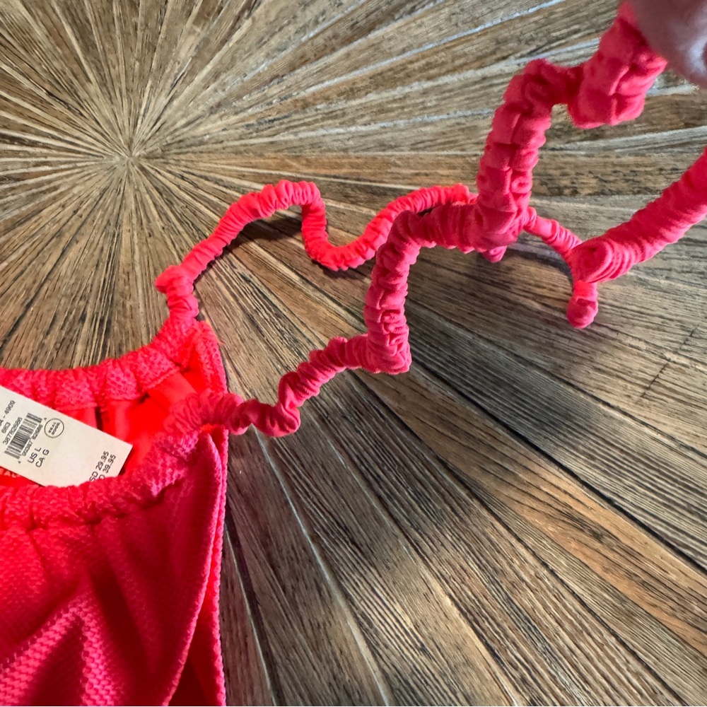 NWT Aerie bikini bottom size large Cheekiest bright spring coral color tie side - Picture 5 of 9